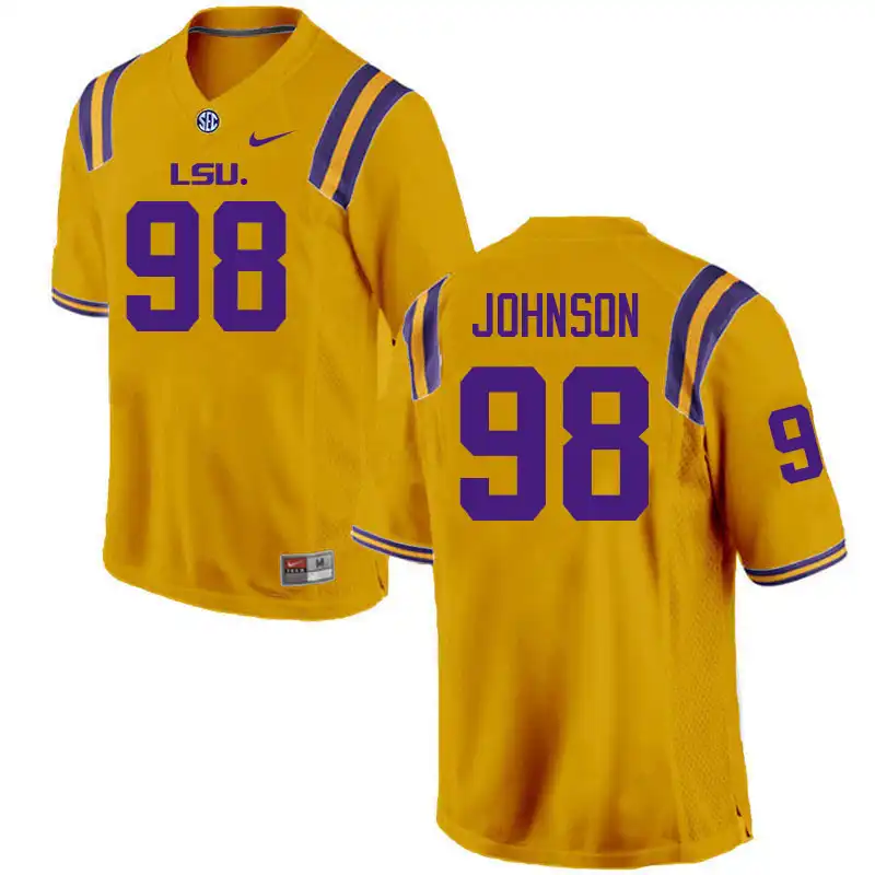 Men's LSU Tigers De'Myrion Johnson #98 Gold NCAA Football Jersey